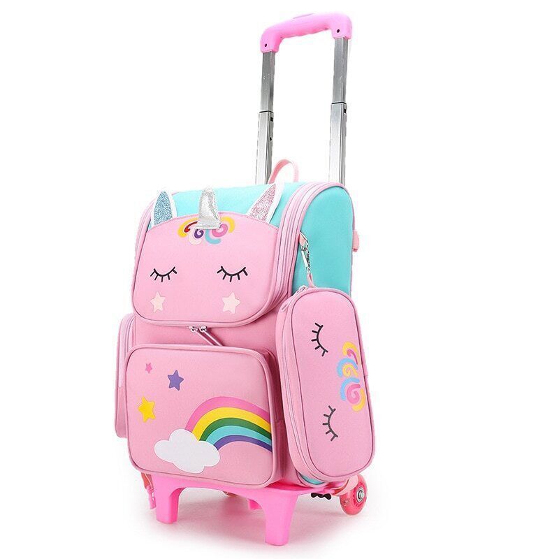 School Bags Backpack girls Trolley Bag Wheels Student Kids Backpack Bag