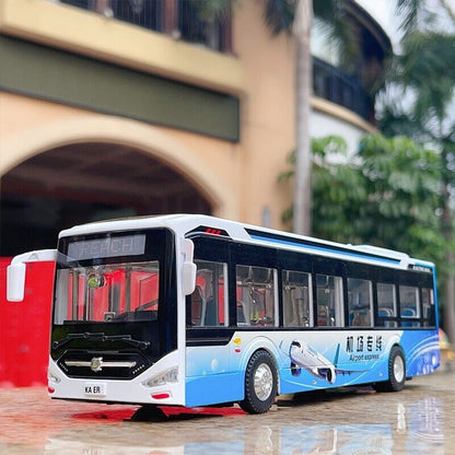 Large Size Tourist City Bus Diecast Model Toy Car Vehicle Sound Light Kids Gift