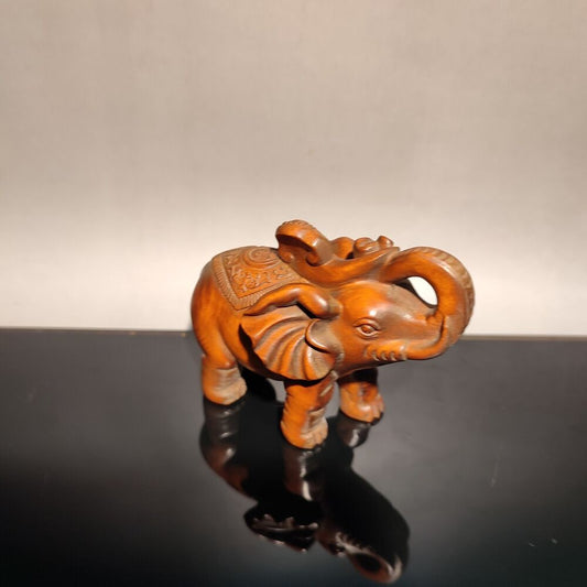 vintage carved wooden elephant statue Home decoration decor wood carving gift