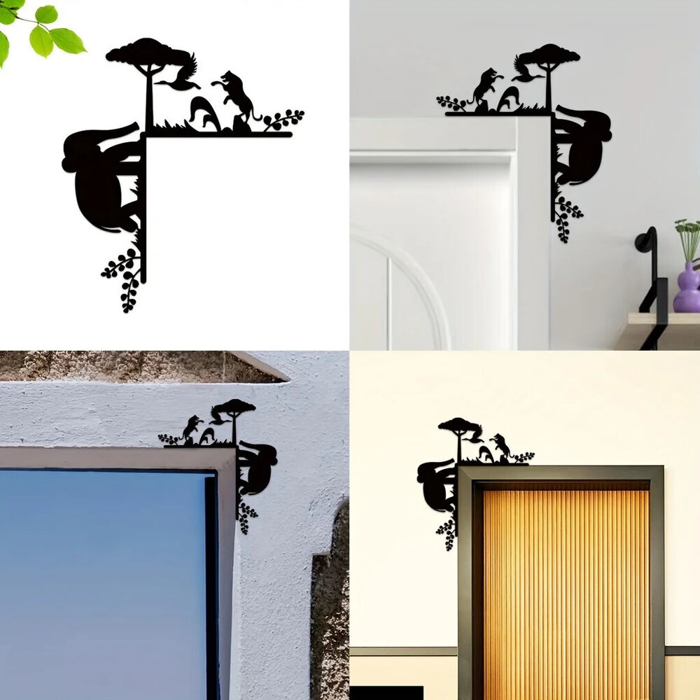 Metal Creative Animal Silhouette Decorative Wall Stickers Door Corner Decoration