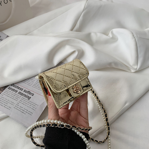 Leather Bag Women Hanging Neck Bags Earphone/Lipstick/Keys bag Pearls Waist Pack