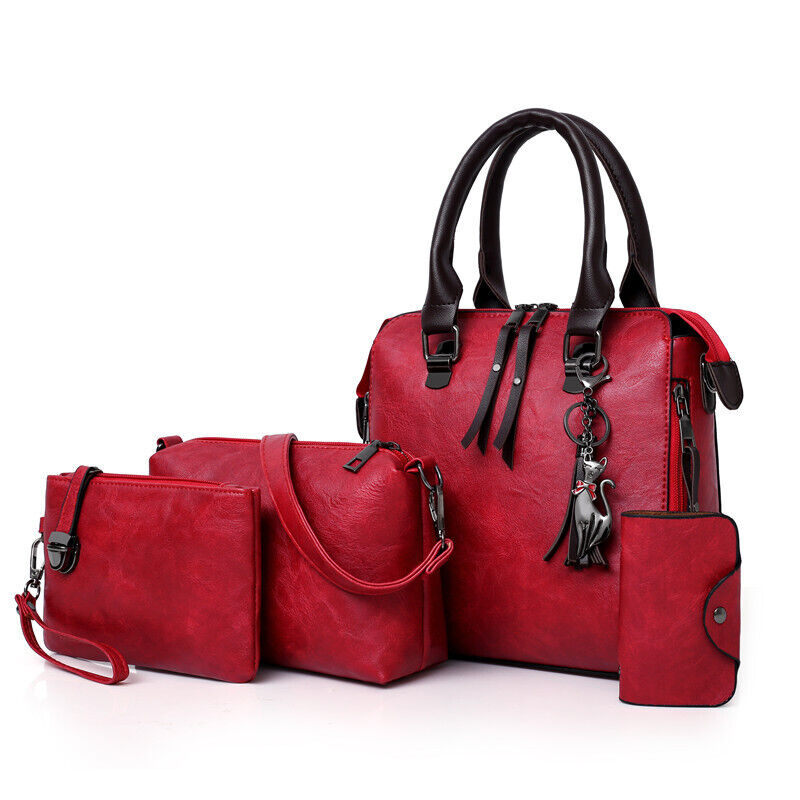 4pcs/Set Ladies Handbags Female PU Leather Shoulder Bags Women Bags Tote Bag