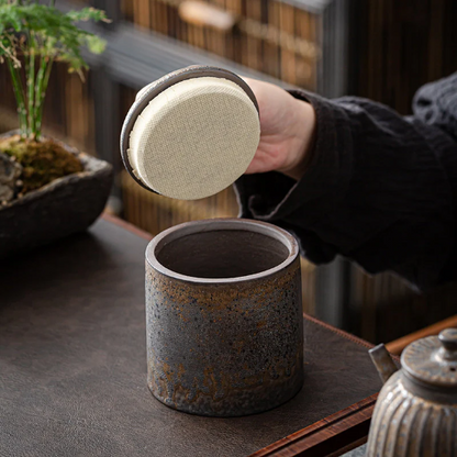 Coarse Pottery Ceramic Tea Canisters Tea Jar Storage for Tea
