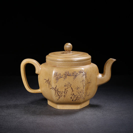 Chinese Yixing Zisha Clay Handmade Exquisite Teapot （六方宫灯 底款：冯桂林）