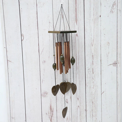 Wind Chimes Metal Hollow Tubes Wooden Pendants Outdoor Heart Sympathy Home Decor