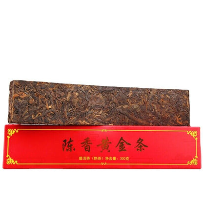 300g Puerh Ripe Tea Aged Golden Bar Spring Tea Ancient Tree Pu'er Tea Black Tea