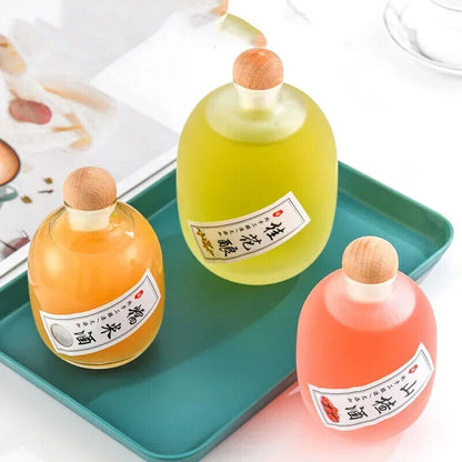 Glass Bottle Clear Frosted Lead-Free Wooden Lid Home Wine Decanter 125 250 500ml