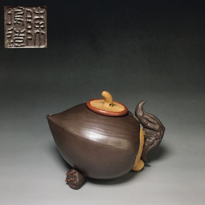 Chinese Yixing Zisha Clay Handmade Exquisite Teapot （百果壶 底款：陈鸣远）