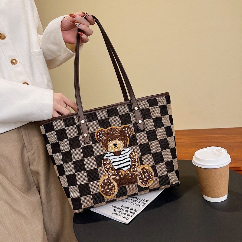 Cartoon Bear Shoulder Bag Large Handbag Tote Bag Luxury Purse 40*25*12 CM 0.3 KG