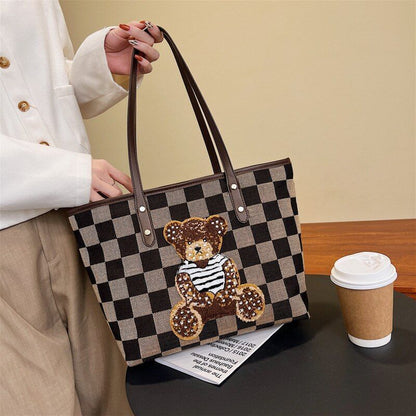 Cartoon Bear Shoulder Bag Large Handbag Tote Bag Luxury Purse 40*25*12 CM 0.3 KG