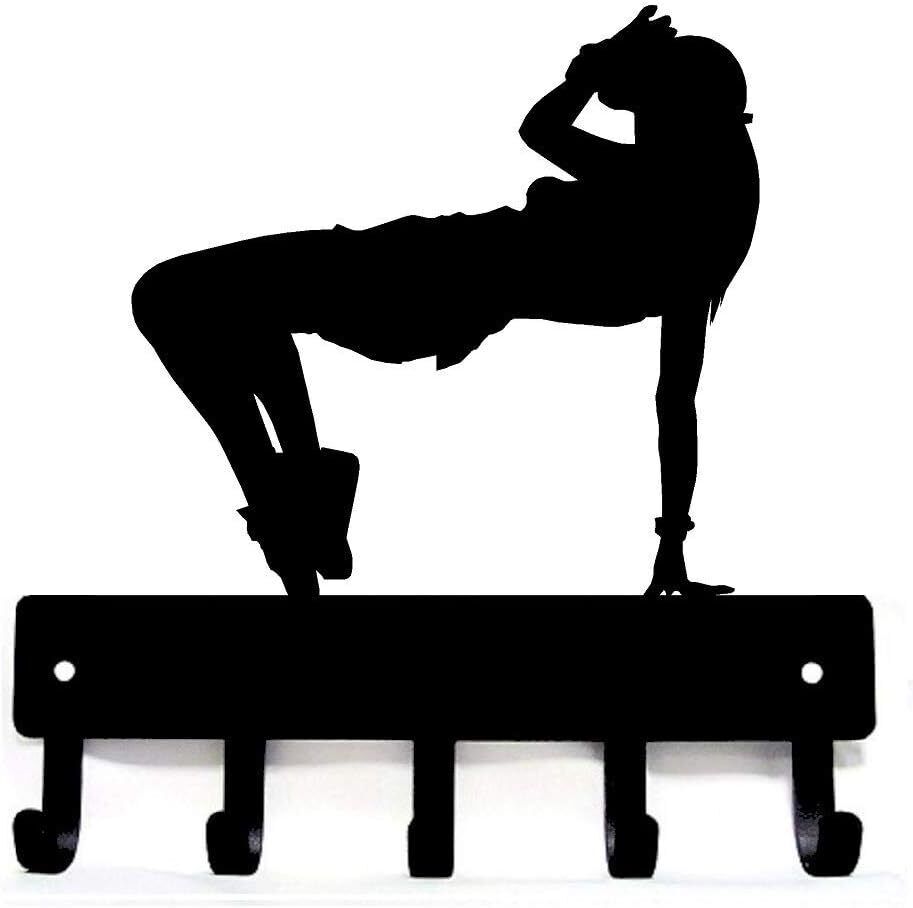 Hip Hop Girl Dance - Key Hooks Holder - 6 Inch Wide/9 Inch Wide Metal Wall Art