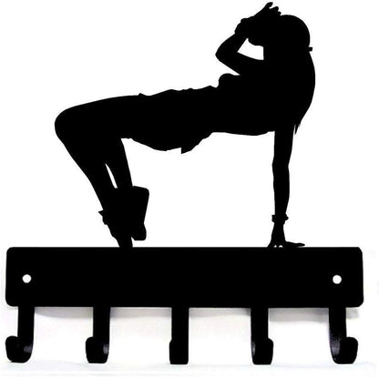 Hip Hop Girl Dance - Key Hooks Holder - 6 Inch Wide/9 Inch Wide Metal Wall Art