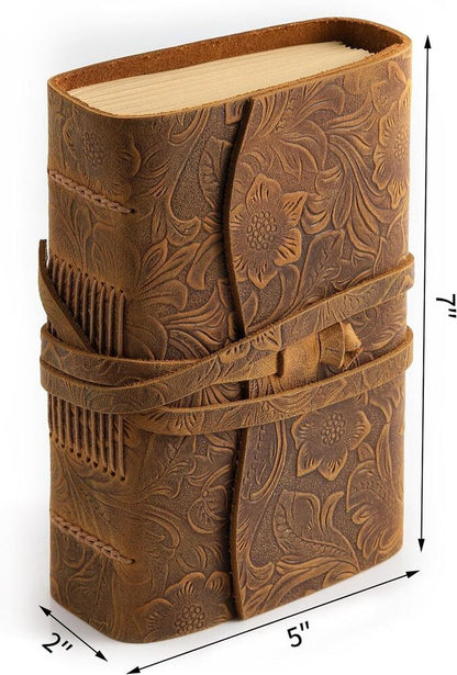 Leather Journal Writing Notebook Unlined Paper 400 Kraft Pages Vintage 7x5