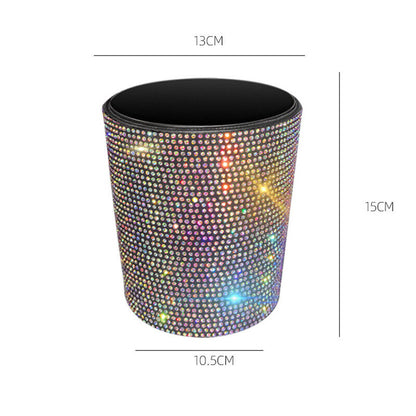 Bling Rhinestones Car Auto Trash Can Garbage Rubbish Bin Dust Case Holder Box