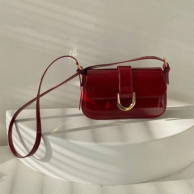 Women's Classic Vintage Handbag Leather Shoulder Bag Burgundy Crossbody Bag Gift