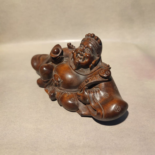 Exquisite antique laughing Buddha statues Buddhism Mammon Figurines carved wood