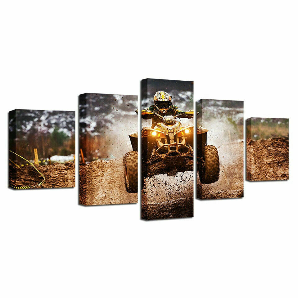 ATV Motorcycle Sport Motor 5 Piece Canvas Print Wall Art Poster Home Decoration