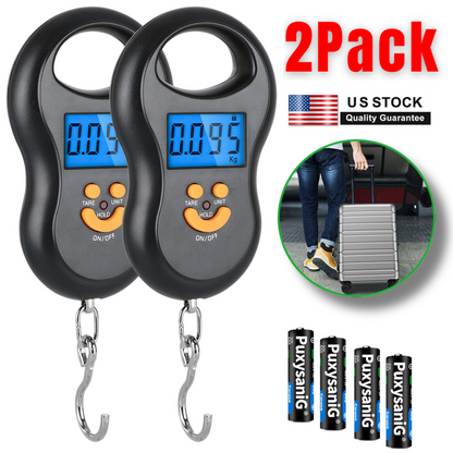 2X Digital LCD Fish Scale Postal Hanging Hook Luggage Weight Mini Portable 110lb