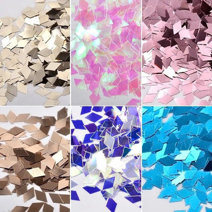 Nail Art Glitter Sequins 6Pcs Laser Sparkling Diamond Ultra-Thin Rhombus Sticker