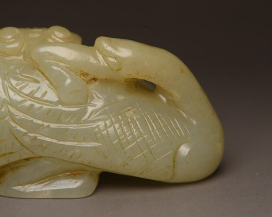Chinese Natural Hetian Jade Carving Nice Goose Statue Sculpture Collections Art