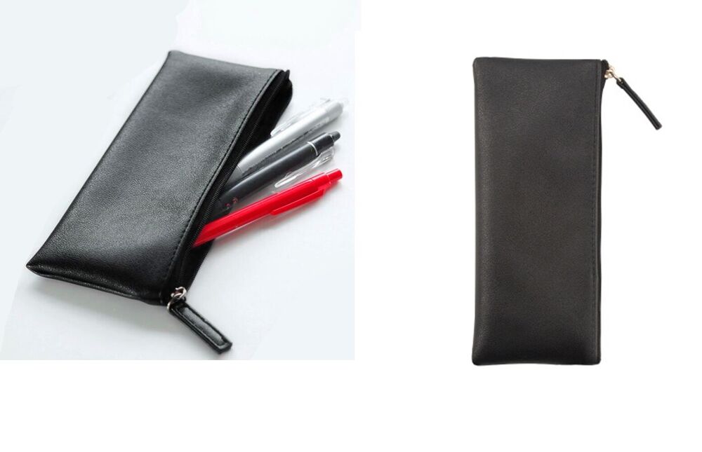 Pencil Case School Office Leather Pen Pouch Women Girl Make Up Kit Holder 19x8cm