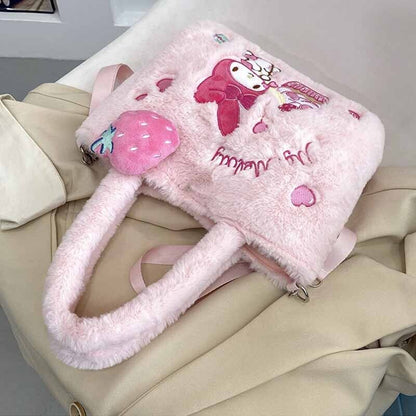 Hello Kitty Kuromi Melody Plush Handbag Crossbody Bag Girls' Plush Shoulder Bag