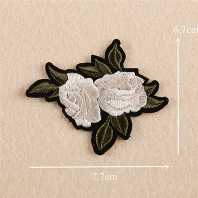11X Embroidery Rose Flower Sew Iron on Patch on Badge Bag Jeans Applique CraY-ca