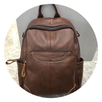 Soft Top Cow Leather Backpack, Women's Leather Travel Bag Crossbody Shoulder Bag