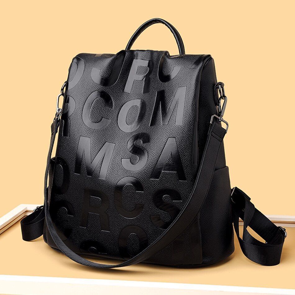 Anti-theft Backpack Soft Synthetic Leather Rucksack School Bags Large Traveling