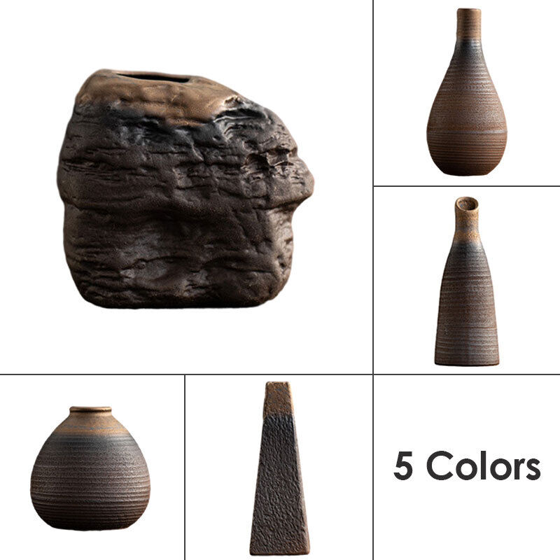 Creative Handmade Antique Ceramic Vases Zen Chinese Retro Tea Table Vase Decor