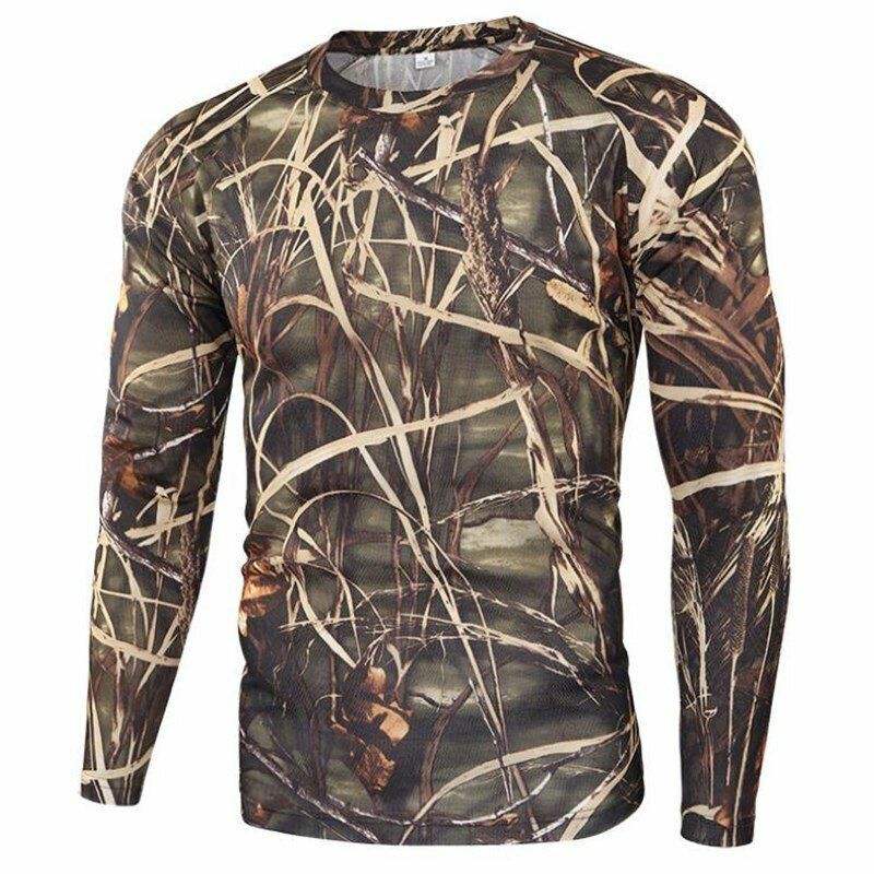 Camouflage T-shirt Outdoor Hiking Camping Military Tactical Long Sleeve Top M-XL