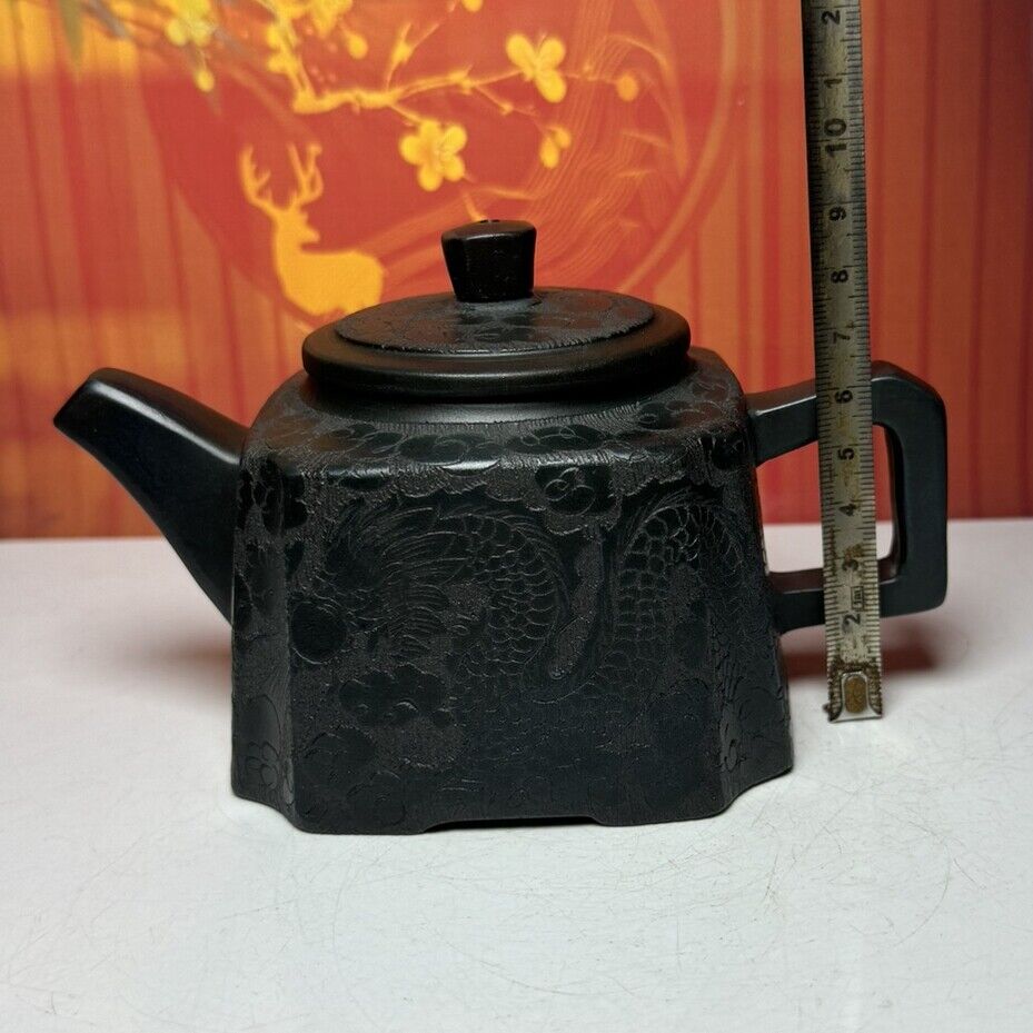 Vintage Chinese Yixing Purple Clay Teapot Zisha Ceramic Dragon Phoenix Teaware