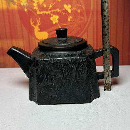 Vintage Chinese Yixing Purple Clay Teapot Zisha Ceramic Dragon Phoenix Teaware