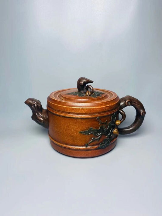 l-0Chinese Yixing Zisha Clay Handmade Exquisite Teapot （双色桃子壶 底款：汪寅仙）