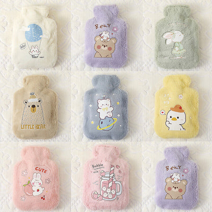 Cartoon Plush Rabbit Bear Hot Water Bottle Water Filling Small Warm Water Bag