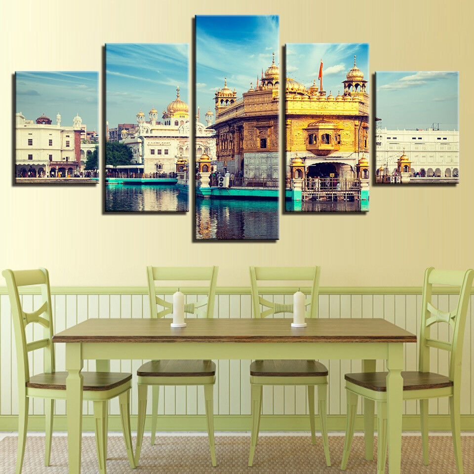 Golden Temple Amritsar Framed Poster 5 Panel Canvas Print Wall Art Home Decor