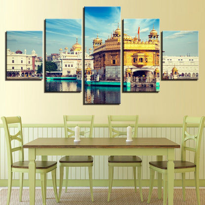 Golden Temple Amritsar Framed Poster 5 Panel Canvas Print Wall Art Home Decor