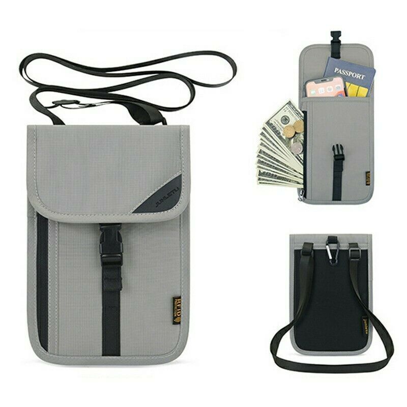 Rfid Protection Bag Travel Small Coin Purse Zipper Nylon 14*20cm Pink Grey Black