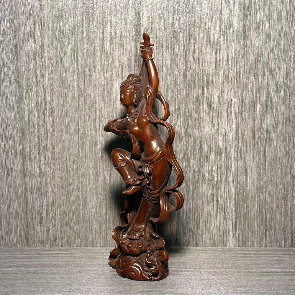 Collection Chinese Boxwood Carved Pretty Woman Statue Wood Sculptures Home Decor