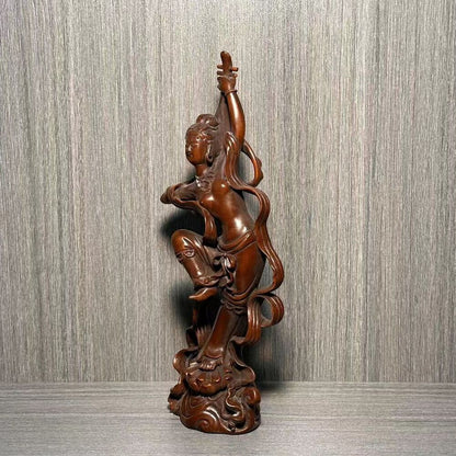 Collection Chinese Boxwood Carved Pretty Woman Statue Wood Sculptures Home Decor