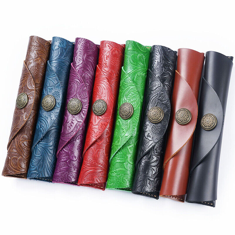 New Snap Leather Pencil Case Retro Pen Bag Student Stationery Storage Bag Box