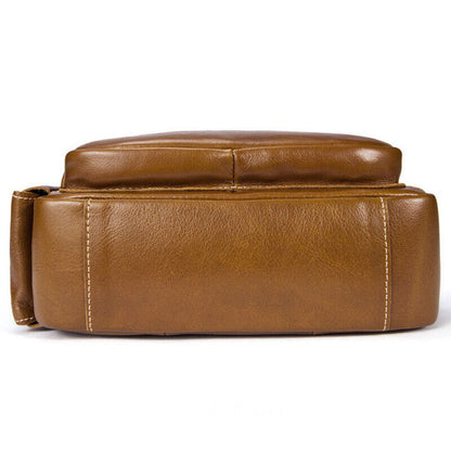 100% Genuine Leather Men's Sling Shoulder/Messenger Bag Zipper 8inch Handbags