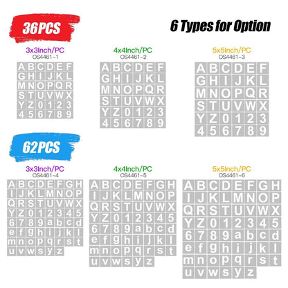 Letter Number Stencil 62Pcs PET Reusable Washable Alphabet Crafr Template 5 Inch
