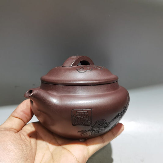 Vintage Chinese Yixing Purple Clay Teapot Zisha Ceremony Gift Teaware Exquisite