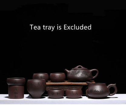 true yixing zisha tea set handmade carved shipiao pot master tea cup pitcher new