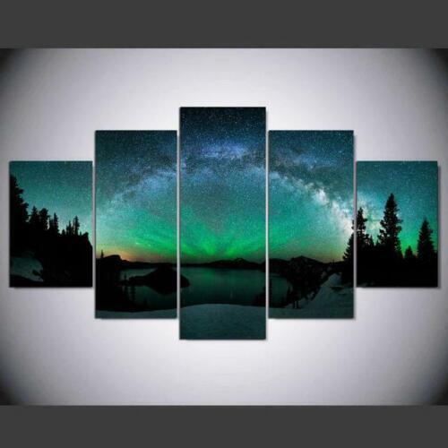 Northern Lights Aurora Borealis 5 Piece canvas Wall Art Print Poster Home Decor