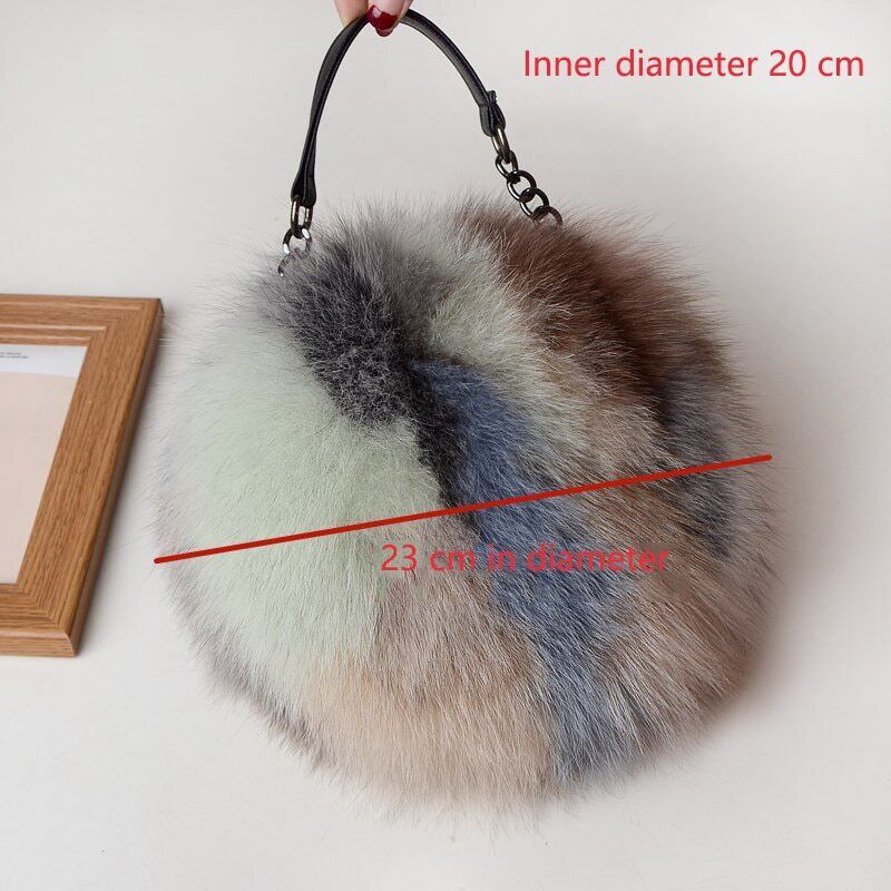 Women's Handbag Small Round Handbags Fluffy Hand Bag Women Winter