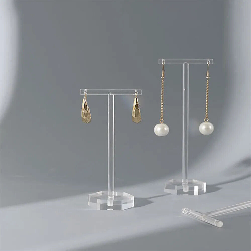 Jewelry Display Rack Clear Acrylic T Shape Drop Earrings Holder Organizer Stands