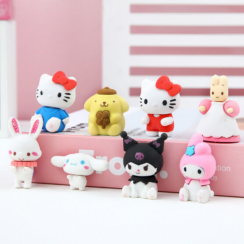 Sanrio Family Eraser Cute Kuromi Cinnamoroll Library Eraser Stationery 4PCS