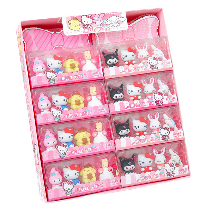 Sanrio Family Eraser Cute Kuromi Cinnamoroll Library Eraser Stationery 4PCS